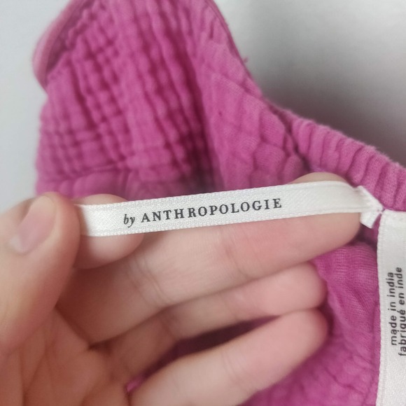 Anthropologie Jumpsuit Womens Small Magenta Pink Gauze Smocked Waist Wide Leg - Picture 5 of 8